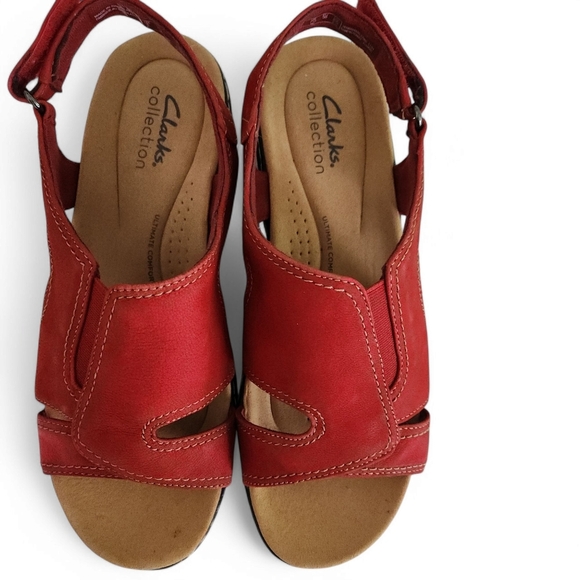 CLARKS womens Comfrot Walking Sandals Merliah Style Flat Sandals Wedge 7 1/2 W - Picture 6 of 12